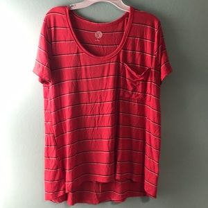Pink T shirt with stripes